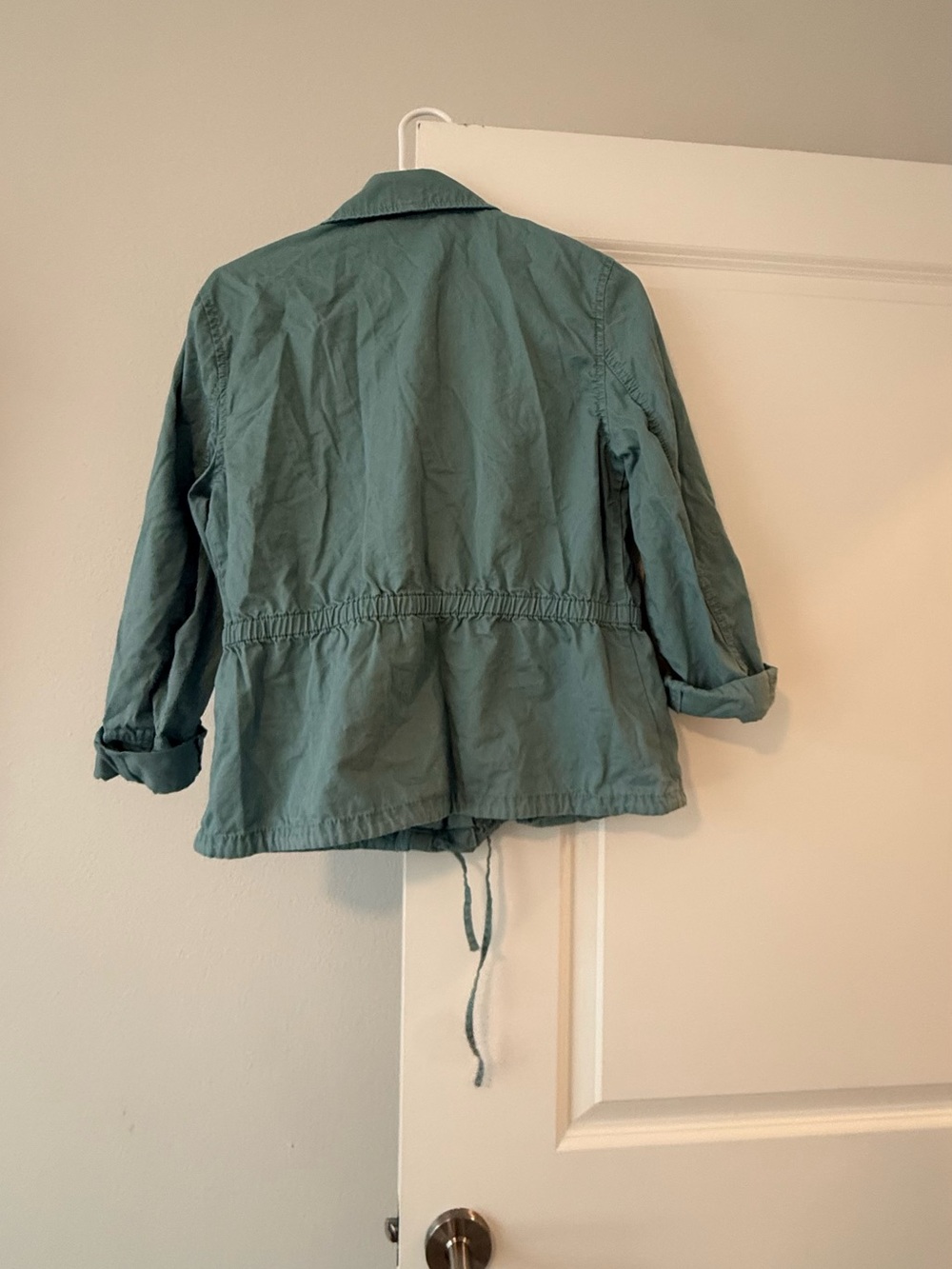 LOFT Sage Green Utility Jacket Size MCinch Waist Military Cargo Anorak Coat❤️ - Picture 6 of 7